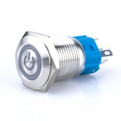 3P Self-Locking 16mm Silvery White LED Power Switch